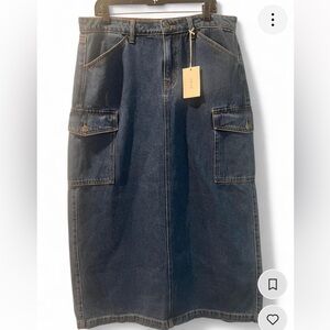 Cello Dark Blue Pencil Skirt with Front Pockets